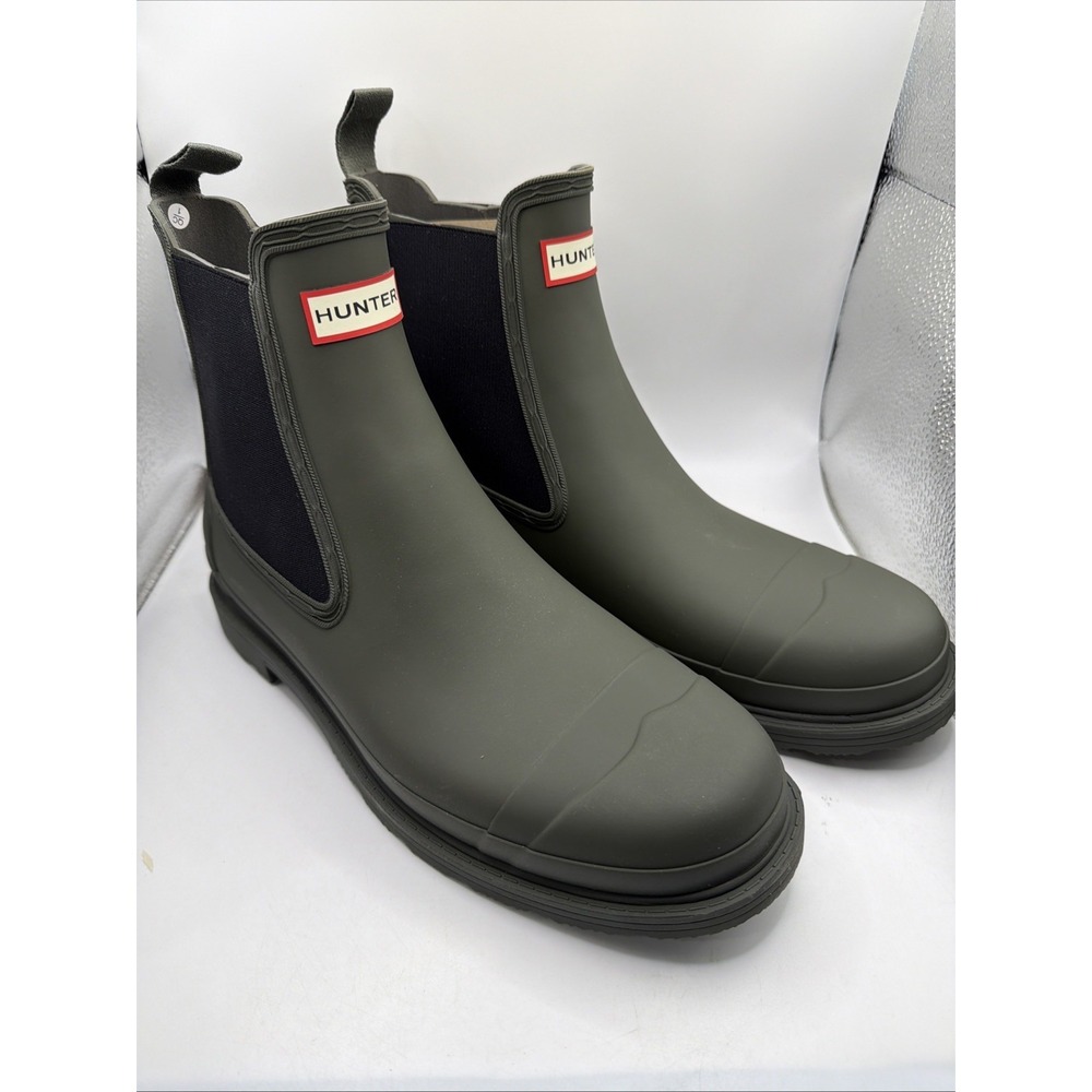 New Men's Hunter Commando Chelsea Boot Size US 12-UK 11- Dark Olive, Waterproof